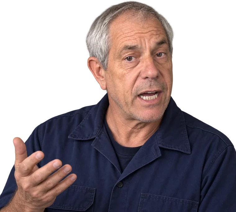 Mike gesturing as he explains a point